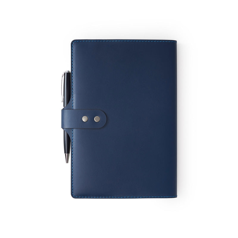 Personalised Navy Blue Leather A5 Notebook + Pen in Kildare