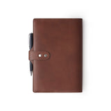 Personalised Dark Brown Leather A5 Notebook + Pen by CarveOn Ireland reverse